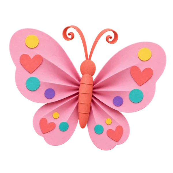 Un papillon en papier aux ailes à motifs