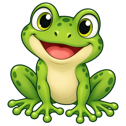 A green frog sitting