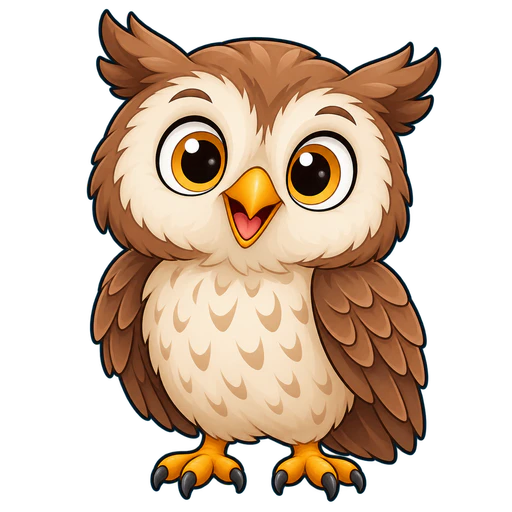 A brown owl with big round eyes