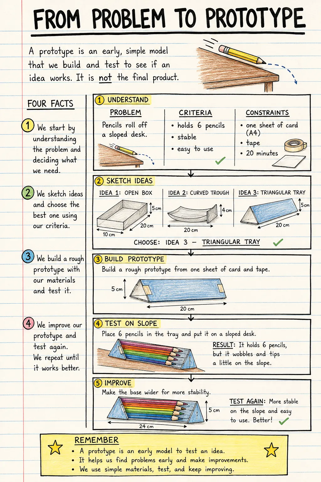 From problem to prototype: an illustrated one-page fact sheet for primary school.