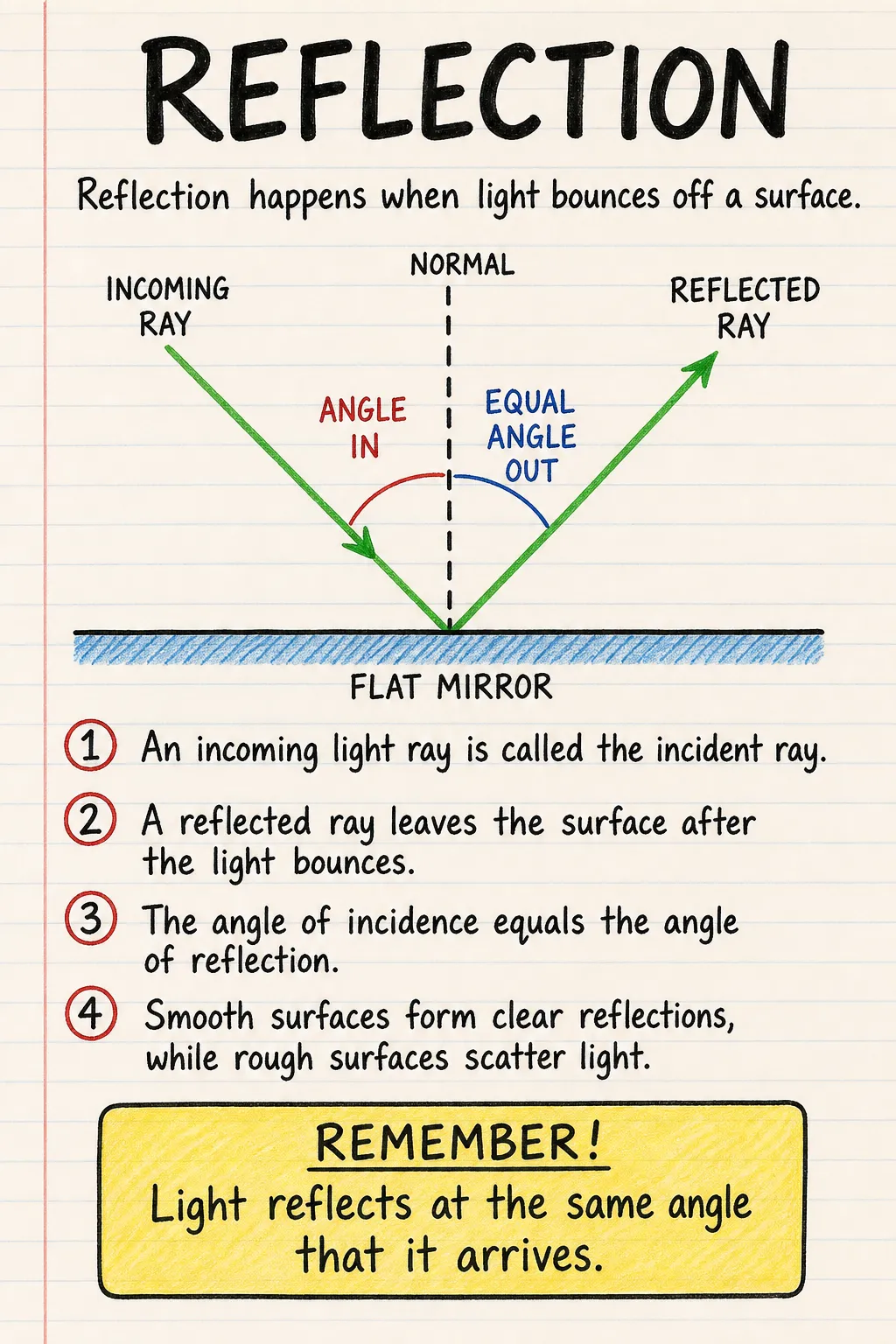 Reflection: an illustrated one-page fact sheet for primary school.