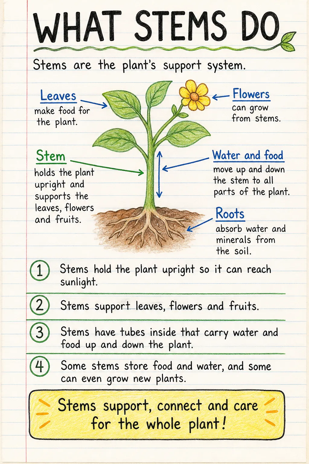 What stems do: an illustrated one-page fact sheet for primary school.