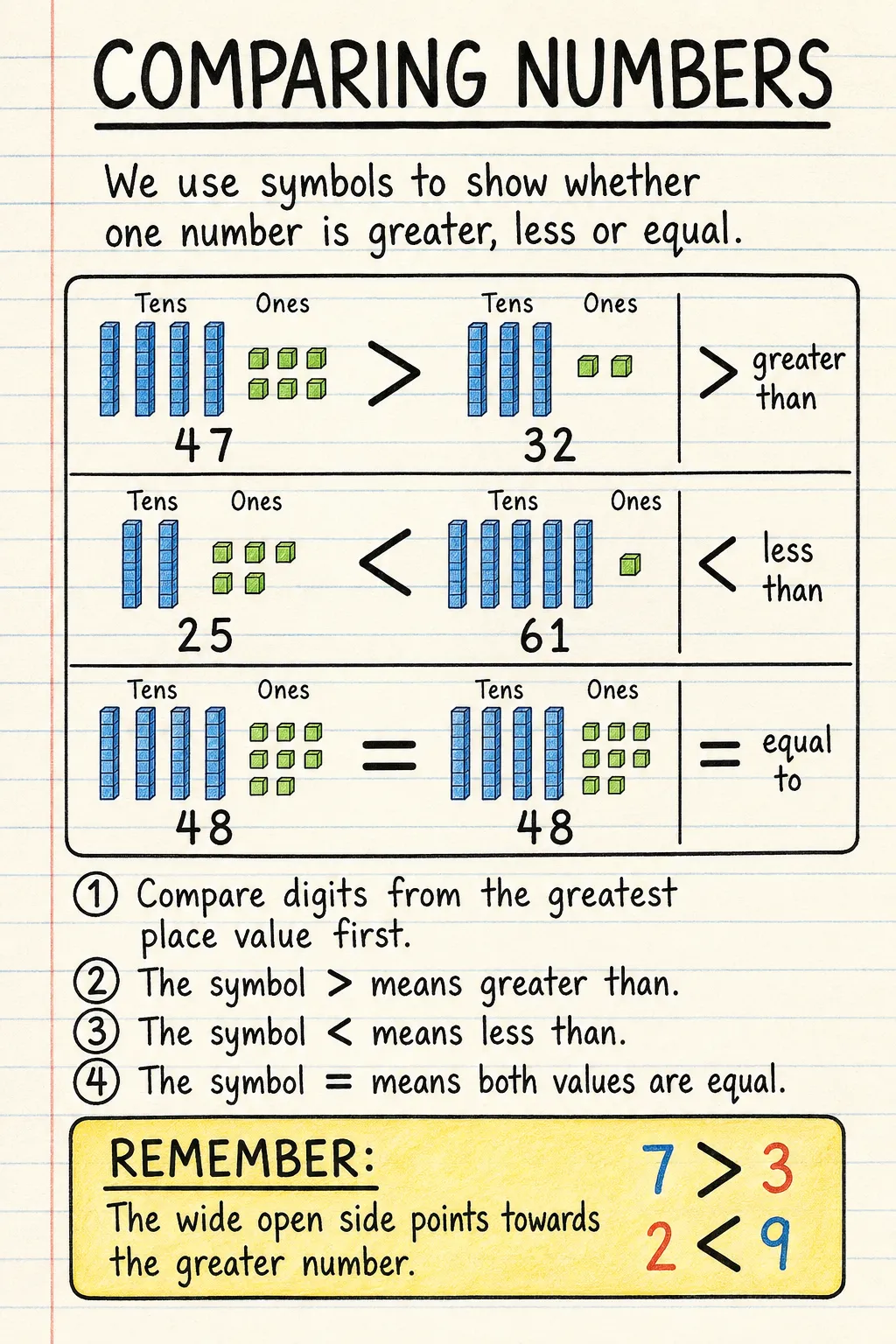 Number bonds: a handwritten, illustrated one-page guide for primary school.